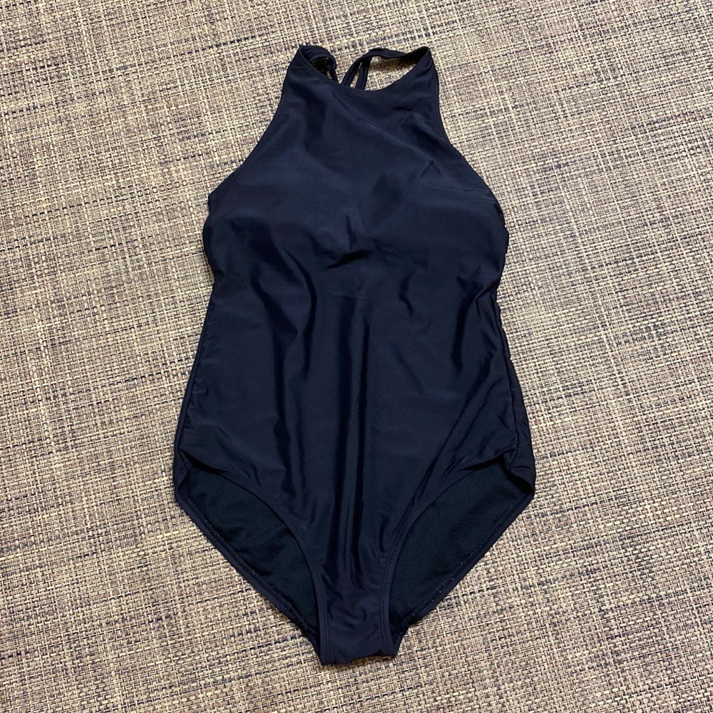 8 10 one piece black swimsuit Time and Tru